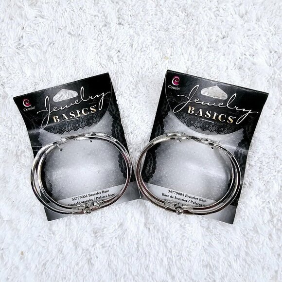 Two Silver Tone Hinged Metal Bangle Base Clamper Bracelets for DIY Jewelry - Picture 4 of 4